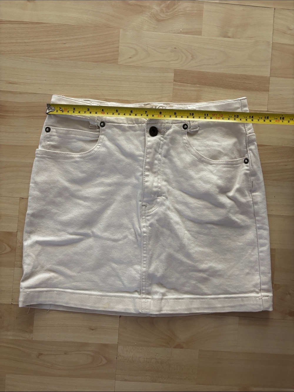 Free People White Denim Mini Skirt